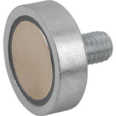 KIPP Magnet, neodymium, shallow pot, dia. 25 mm, M6 external thread K0553.27